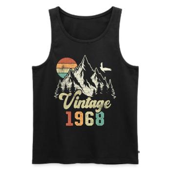 Vintage 1968 Birthday Mountains Eagle - Men's Premium Organic Tank Top - black - Front - AI Model Male 178 light (178cm)