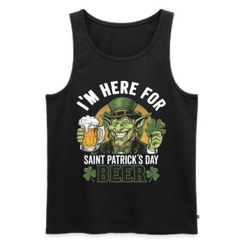 St. Patrick`s Day Beer Leprechaun Kobold Bier - Männer Premium Bio Tank Top - Schwarz - Vorne - Michal (187cm)