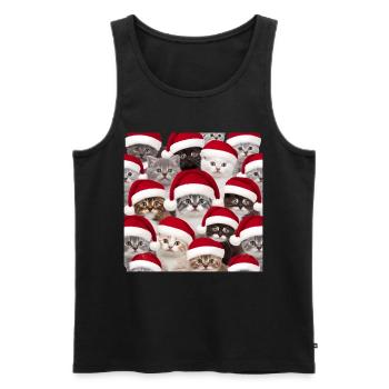 Katze Cat Ugly Christmas Weihnachten Xmas Santa - Männer Premium Bio Tank Top - Schwarz - Vorne - Michal (187cm)