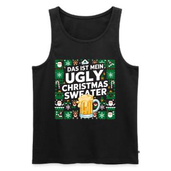 Ugly Christmas Sweater Weihnachten Xmas Santa Bier - Männer Premium Bio Tank Top - Schwarz - Vorne - Michal (187cm)