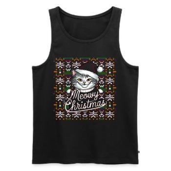 Katze Cat Ugly Christmas Weihnachten Xmas Santa - Männer Premium Bio Tank Top - Schwarz - Vorne - Michal (187cm)