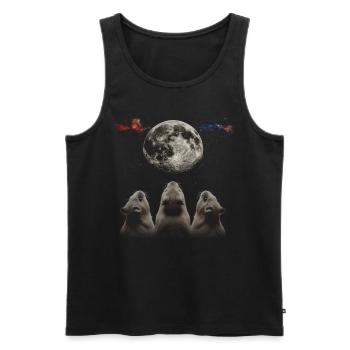 Cochon d’Inde Animal de compagnie Lune Hurlante - Débardeur bio Premium Homme - noir - Devant - AI Model Male 178 light (178cm)