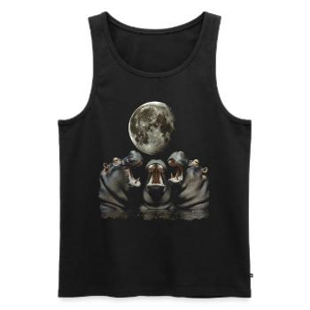 Hippopotamus Hippopotamus Howling Moon - Men's Premium Organic Tank Top - black - Front - Michal (187cm)