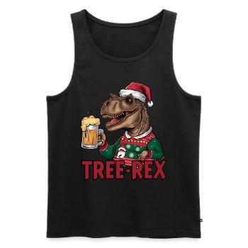 Dino Trex Ugly Christmas Weihnachten Xmas Bier - Männer Premium Bio Tank Top - Schwarz - Vorne - Michal (187cm)