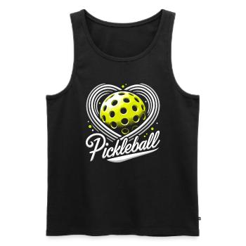 Pickleball, j’adore le pickleball - Débardeur bio Premium Homme - noir - Devant - Michal (187cm)
