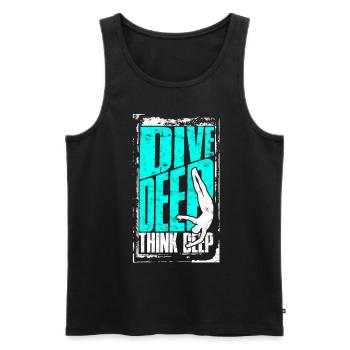 Diver Scuba Diving Dive Deep Think Deep - Men's Premium Organic Tank Top - black - Front - AI Model Male 178 light (178cm)