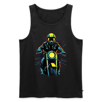 Neon Motorcycle Rider - Men's Premium Organic Tank Top - black - Front - AI Model Male 178 light (178cm)