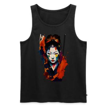 Samurai Warrior - Splash Art - Männer Premium Bio Tank Top - Schwarz - Vorne - AI Model Male 178 light (178cm)