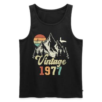 Vintage 1977 Birthday Mountains Eagle - Men's Premium Organic Tank Top - black - Front - AI Model Male 178 light (178cm)
