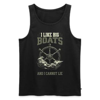 I Like Big Boats And I Cannot Lie Steuerrad Design - Männer Premium Bio Tank Top - Schwarz - Vorne - AI Model Male 178 light (178cm)