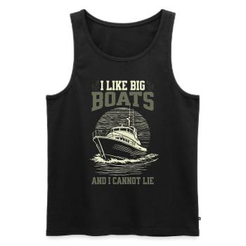 J’aime les grands bateaux et je ne peux pas mentir – Croquis de yacht - Débardeur bio Premium Homme - noir - Devant - AI Model Male 178 light (178cm)