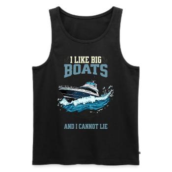 I Like Big Boats And I Cannot Lie Spritzende Yacht - Männer Premium Bio Tank Top - Schwarz - Vorne - Michal (187cm)
