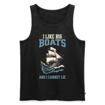 J’aime les grands bateaux et je ne peux pas mentir – voilier - Débardeur bio Premium Homme - noir - Devant - Michal (187cm)