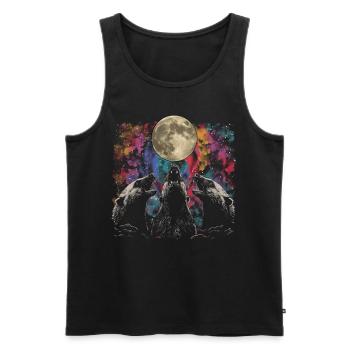 Honigdachs-Ratel Heulender Mond - Männer Premium Bio Tank Top - Schwarz - Vorne - Michal (187cm)