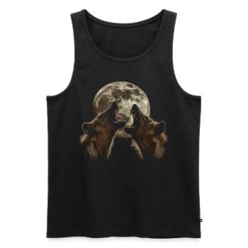 Hyène Africain Animal Hurlant Lune - Débardeur bio Premium Homme - noir - Devant - AI Model Male 178 light (178cm)