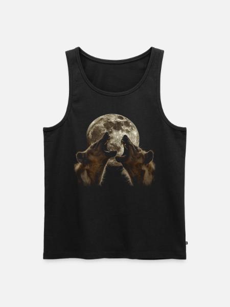 Hyena African Animal Howling Moon - Men's Premium Organic Tank Top - black