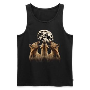 Hyène Africain Animal Hurlant Lune - Débardeur bio Premium Homme - noir - Devant - Michal (187cm)