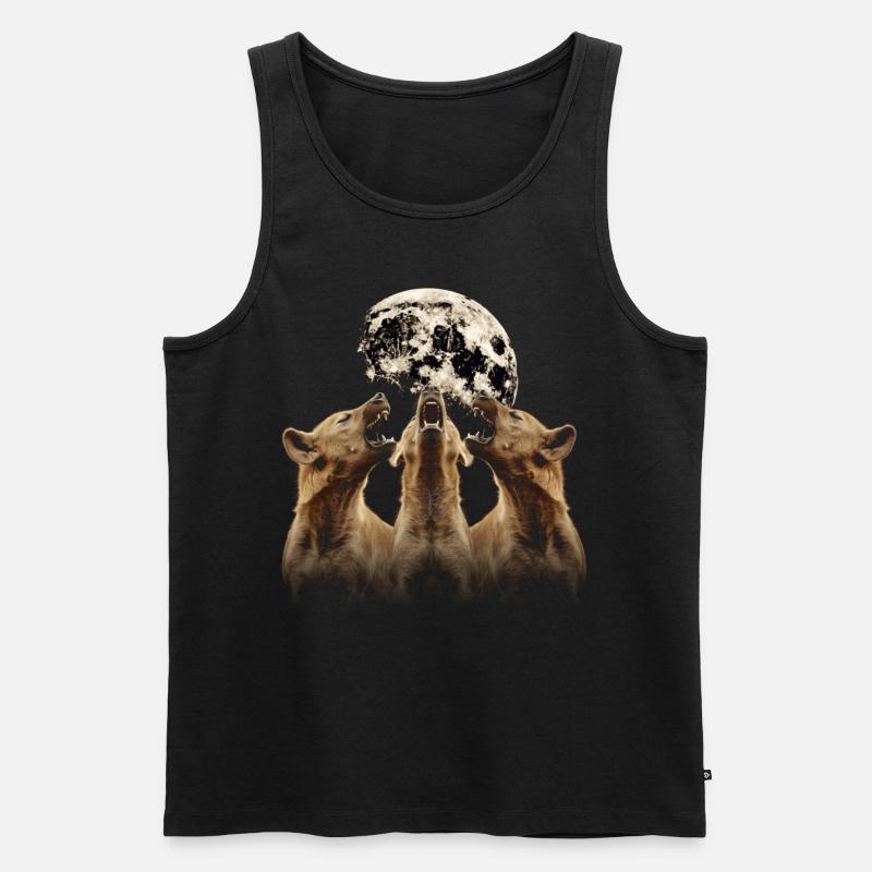 Hyäne Afrikanisches Tier Heulender Mond - Männer Premium Bio Tank Top - Schwarz