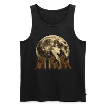 Hyène Africain Animal Hurlant Lune - Débardeur bio Premium Homme - noir - Devant - AI Model Male 178 light (178cm)