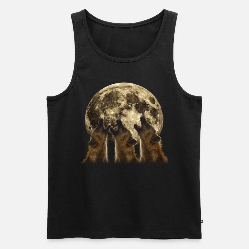 Hyäne Afrikanisches Tier Heulender Mond - Männer Premium Bio Tank Top - Schwarz