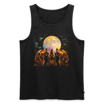 Irish Setter Dog Howling Moon - Men's Premium Organic Tank Top - black - Front - Michal (187cm)