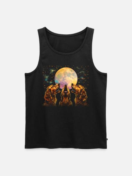 Irish Setter Dog Howling Moon - Men's Premium Organic Tank Top - black