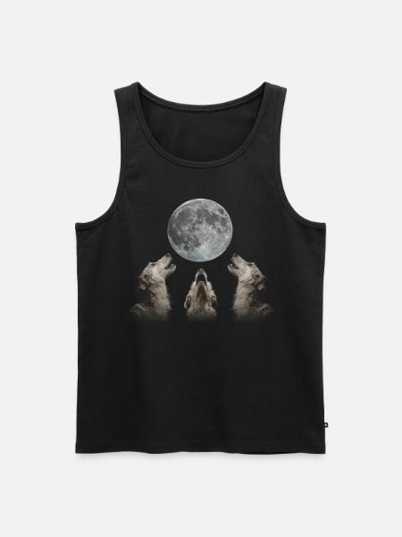 Irish Wolfhound Dog Howling Moon - Men's Premium Organic Tank Top - black