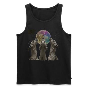 Italienischer Windhund Hund Heulender Mond - Männer Premium Bio Tank Top - Schwarz - Vorne - Michal (187cm)