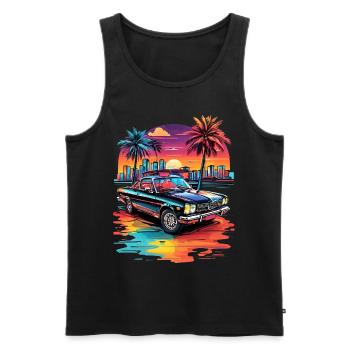 Retro Car Cruiser bei Sonnenuntergang - Männer Premium Bio Tank Top - Schwarz - Vorne - AI Model Male 178 light (178cm)