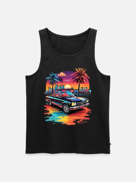 Retro Car Cruiser at sunset - Men's Premium Organic Tank Top - black