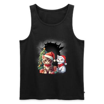 Weihnachtsmann Nikolaus Katzen Katze Kätzchen Kind - Männer Premium Bio Tank Top - Schwarz - Vorne - Michal (187cm)