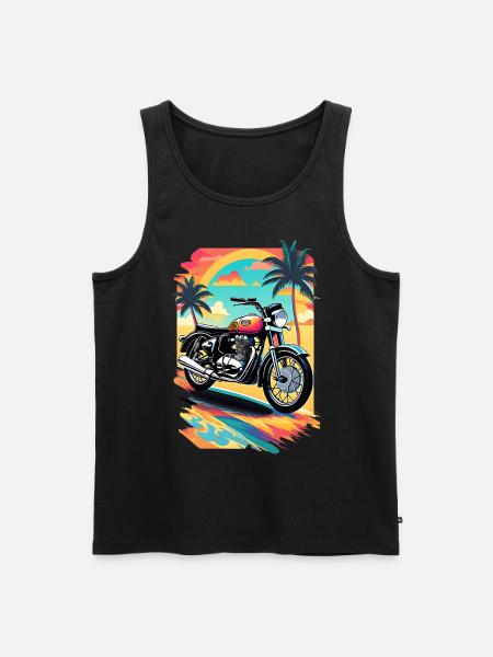 Retro motorcykel på en tropisk strand - Ekologisk premium tanktopp herr - svart