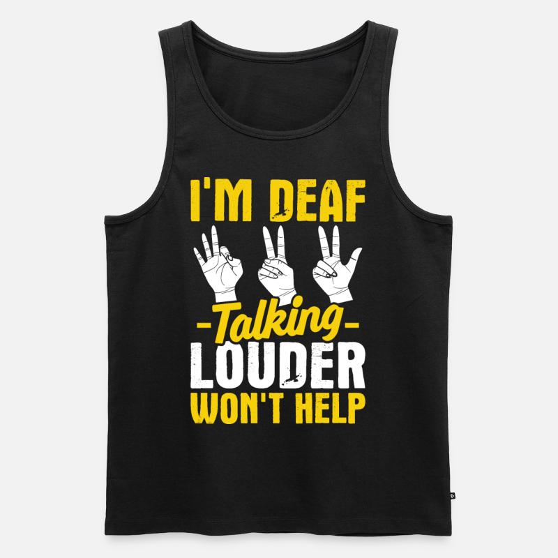 Deaf Pride ASL Gebärdensprache - Männer Premium Bio Tank Top - Schwarz