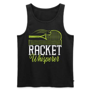 Drôle de joueur de tennis raquette jeu de mots - Débardeur bio Premium Homme - noir - Devant - Michal (187cm)