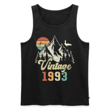 Vintage 1993 Birthday Mountains Eagle - Men's Premium Organic Tank Top - black - Front - AI Model Male 178 light (178cm)