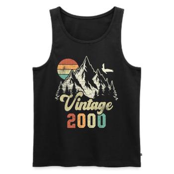 Vintage 2000's Birthday Mountains Eagle - Men's Premium Organic Tank Top - black - Front - AI Model Male 178 light (178cm)