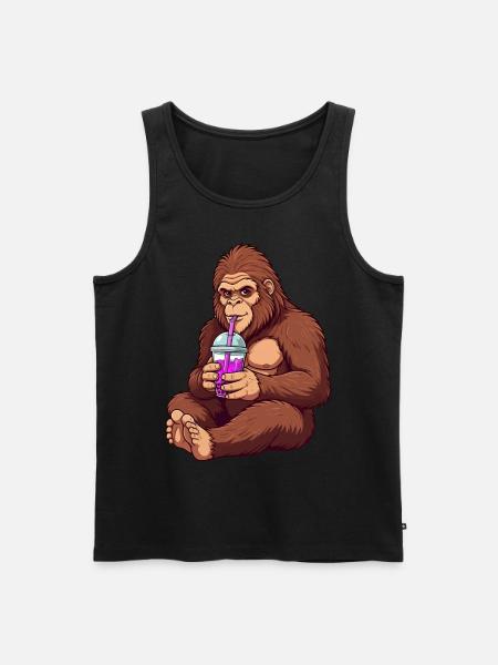 Entspannter Bigfoot Bubble Tea - Männer Premium Bio Tank Top - Schwarz