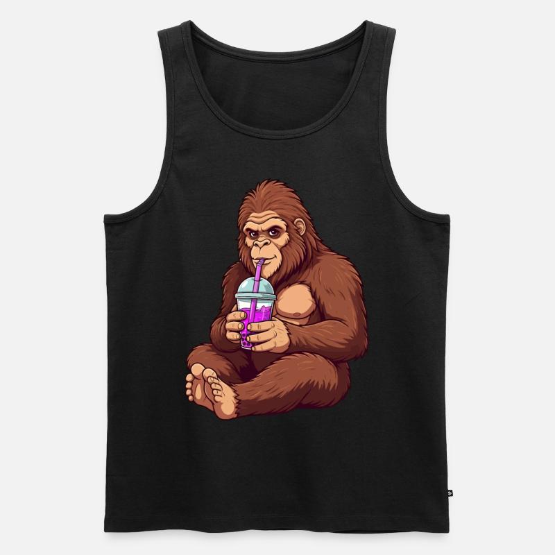 Entspannter Bigfoot Bubble Tea - Männer Premium Bio Tank Top - Schwarz