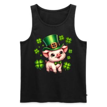Cochon chanceux Réveillon du Nouvel An Trèfle - Débardeur bio Premium Homme - noir - Devant - Michal (187cm)