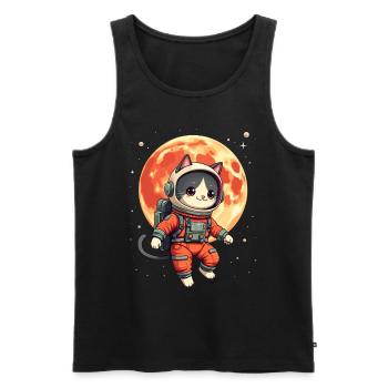 Chat, Espace, Astronaute, Espace, Kawaii - Débardeur bio Premium Homme - noir - Devant - Michal (187cm)
