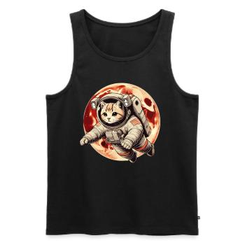 Chat, Espace, Astronaute, Espace, Kawaii - Débardeur bio Premium Homme - noir - Devant - Michal (187cm)