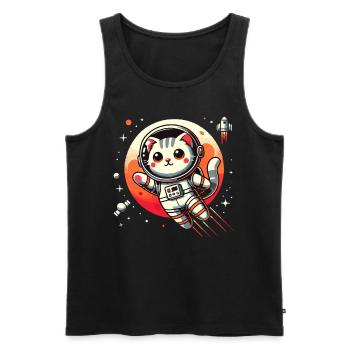 Chat, Espace, Astronaute, Espace, Kawaii - Débardeur bio Premium Homme - noir - Devant - Michal (187cm)