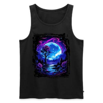 Dreamlike moonlight and a magical rose - Men's Premium Organic Tank Top - black - Front - AI Model Male 178 light (178cm)