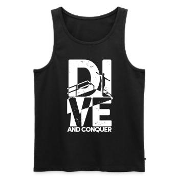 Plongeurs Plongée sous-marine Dive And Conquer - Débardeur bio Premium Homme - noir - Devant - Michal (187cm)