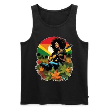 Rastafarian Gitarristin im Reggae-Stil - Männer Premium Bio Tank Top - Schwarz - Vorne - Michal (187cm)