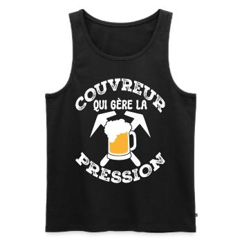 Roofer Who Manages Pressure T-Shirt - Men's Premium Organic Tank Top - black - Front - AI Model Male 178 light (178cm)