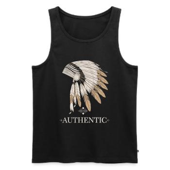 Authentic Indianer Ureinwohner von Amerika - Männer Premium Bio Tank Top - Schwarz - Vorne - Michal (187cm)