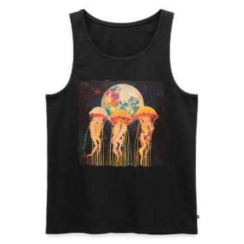 Jellyfish Ocean Howling Moon - Men's Premium Organic Tank Top - black - Front - Michal (187cm)