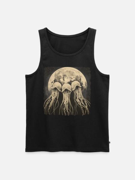 Jellyfish Ocean Howling Moon - Men's Premium Organic Tank Top - black