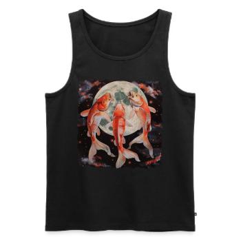 Koi Fish Carp Nishikigoi Japan Howling Moon - Men's Premium Organic Tank Top - black - Front - AI Model Male 178 light (178cm)